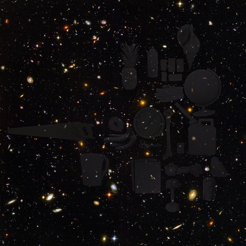 Michael Jones McKean, The Deep Field (2014), Hubble Ultra Deep Field Image, ink on vinyl, telescopic banner stand, 80 x 80″ 