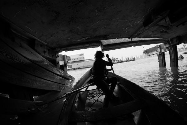 Marie Lorenz (b. 1973, United States) Tide and Current Taxi Continuing her ongoing Tide and Current Taxi project, Marie Lorenz rowed herself and the photographer around the pier in her handmade rowboat, exploring the stalactites found underneath, dripping from the limestone in its cement floor, as well as the pilings found to the north that formerly formed Pier 55.