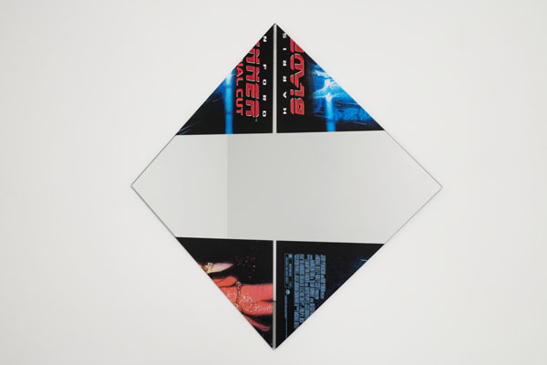 Damon Zucconi, /, \, \, /, 2009, mirror, movie poster for Blade Runner (The Final Cut), 40 x 40 inches. Courtesy Andrea Rosen Gallery, New York(C) Damon Zucconi Photo: Pierre Le Hors.