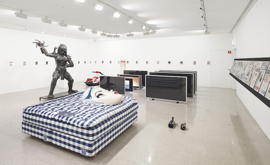 Installation View Simon Denny: The Personal Effects of Kim Dotcom, Museum moderner Kunst Stiftung Ludwig Wien, Vienna 2013. Photo: Gregor Titze