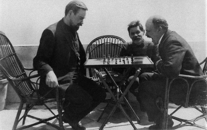 Bogdanov and Lenin play chess, 1908
