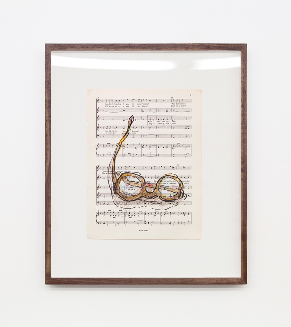 Miami-Dutch, London Street Cries, 2015, Ink and color pencil on sheet music, 12 x 9 inches (30.48 x 22.86 cm) 19 x 16 inches (48.26 x 40.64 cm) (framed), Unique